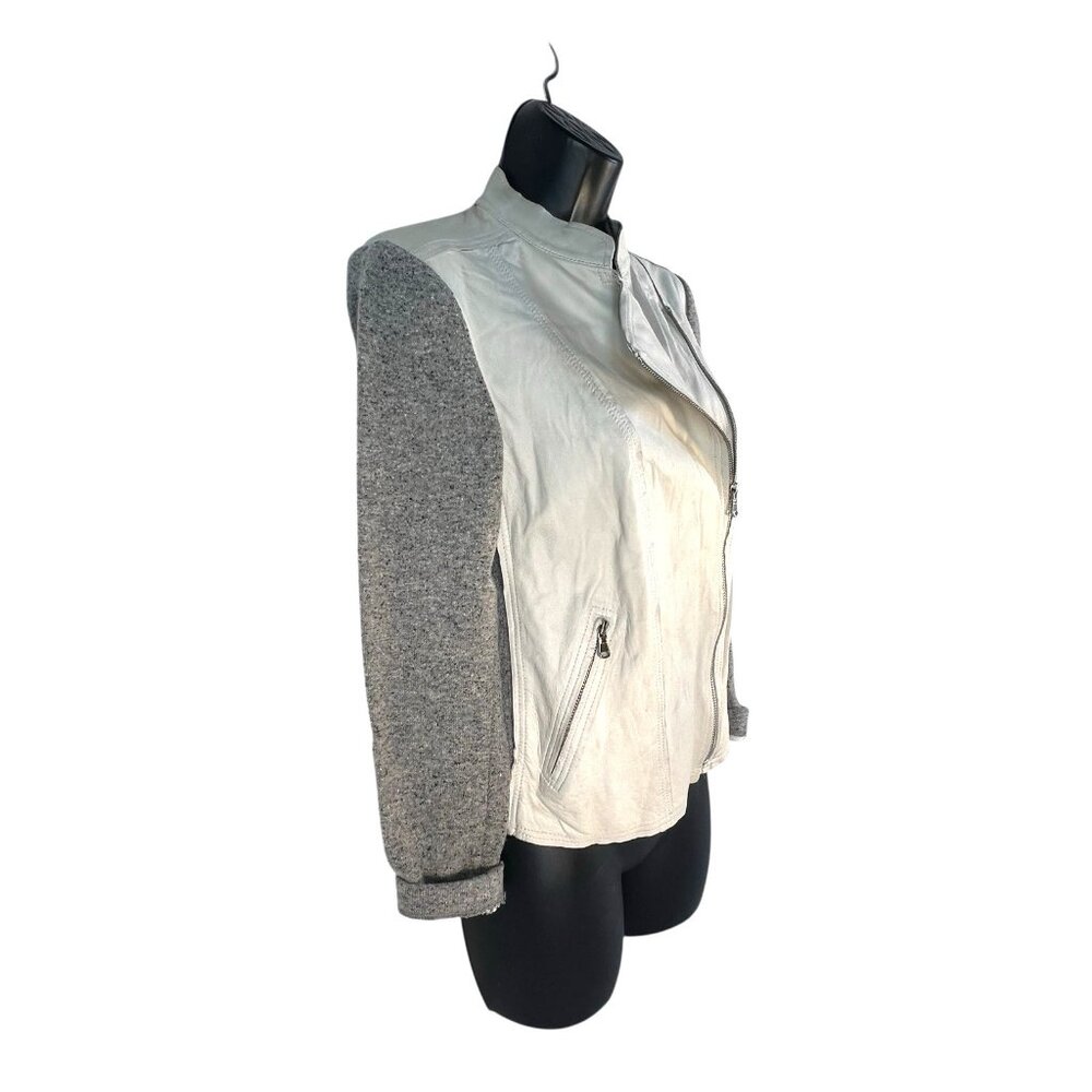 Rebecca Taylor lamb leather‎ & wool blend Moto style zip front jacket size 2 - Picture 5 of 10